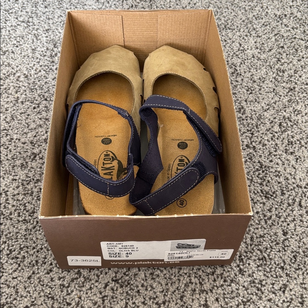 NWT Plakton Closed Toe Sandal - Amy Olive/Blue (Size Women’s US 9/EU 40) - Picture 8 of 9